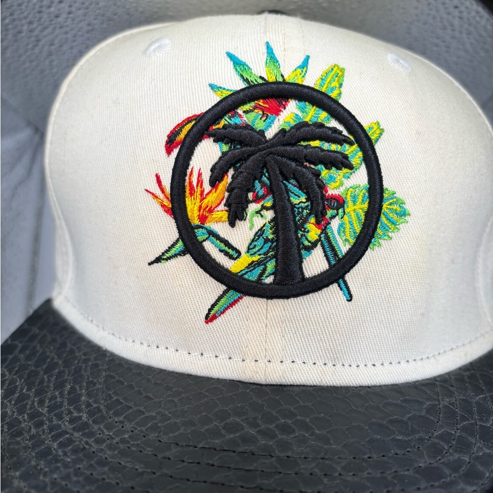 BLVD Pink and Black Cap with Palm Design